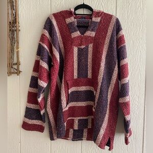 Baja Mexico Unisex USA Multicolor Hooded Drug Rug Long Sleeve Sweatshirt Size XL